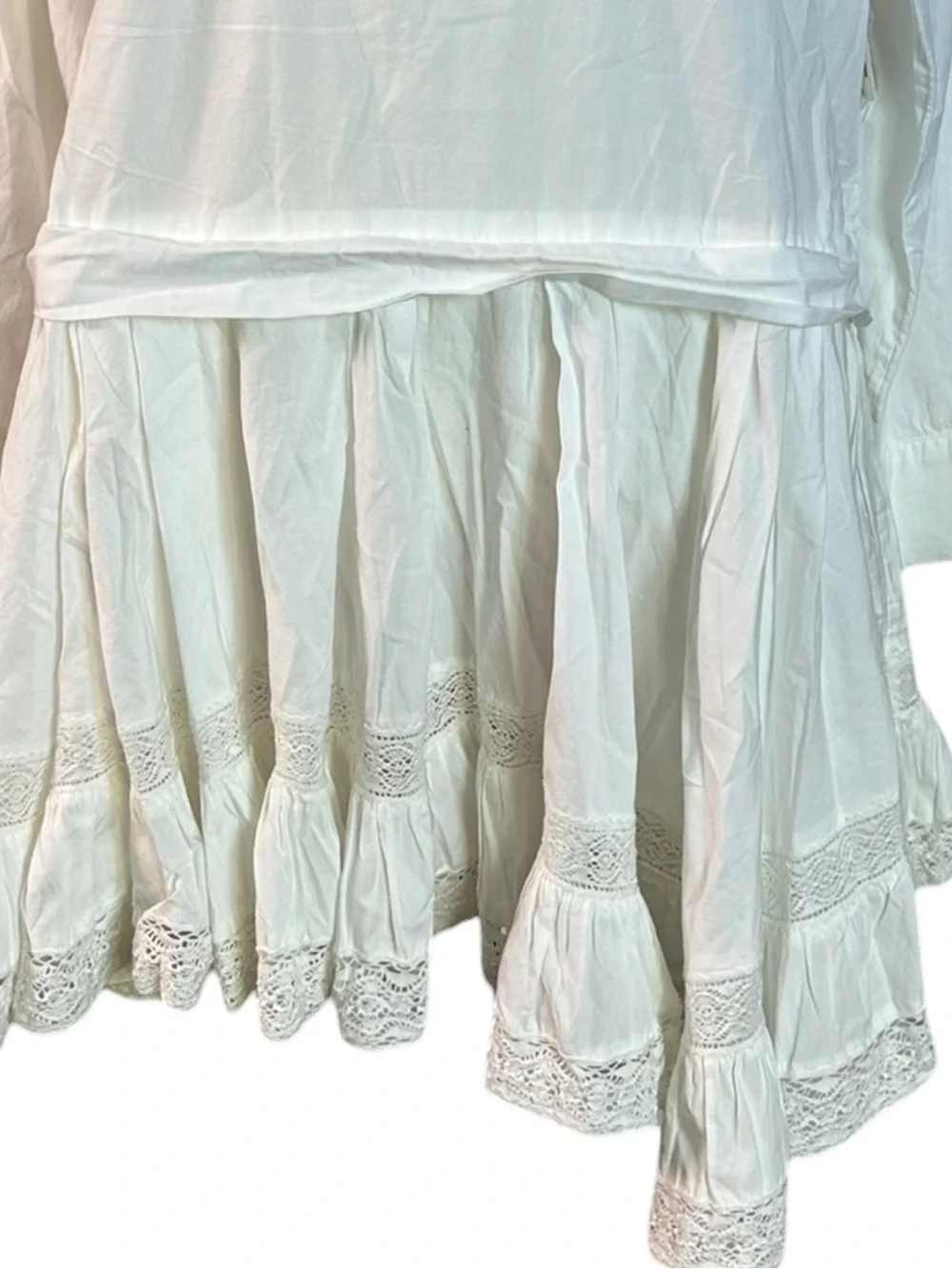 Free People Dainty Ethereal Cottage La Bamba Mini Tunic Dress Ivory White Small